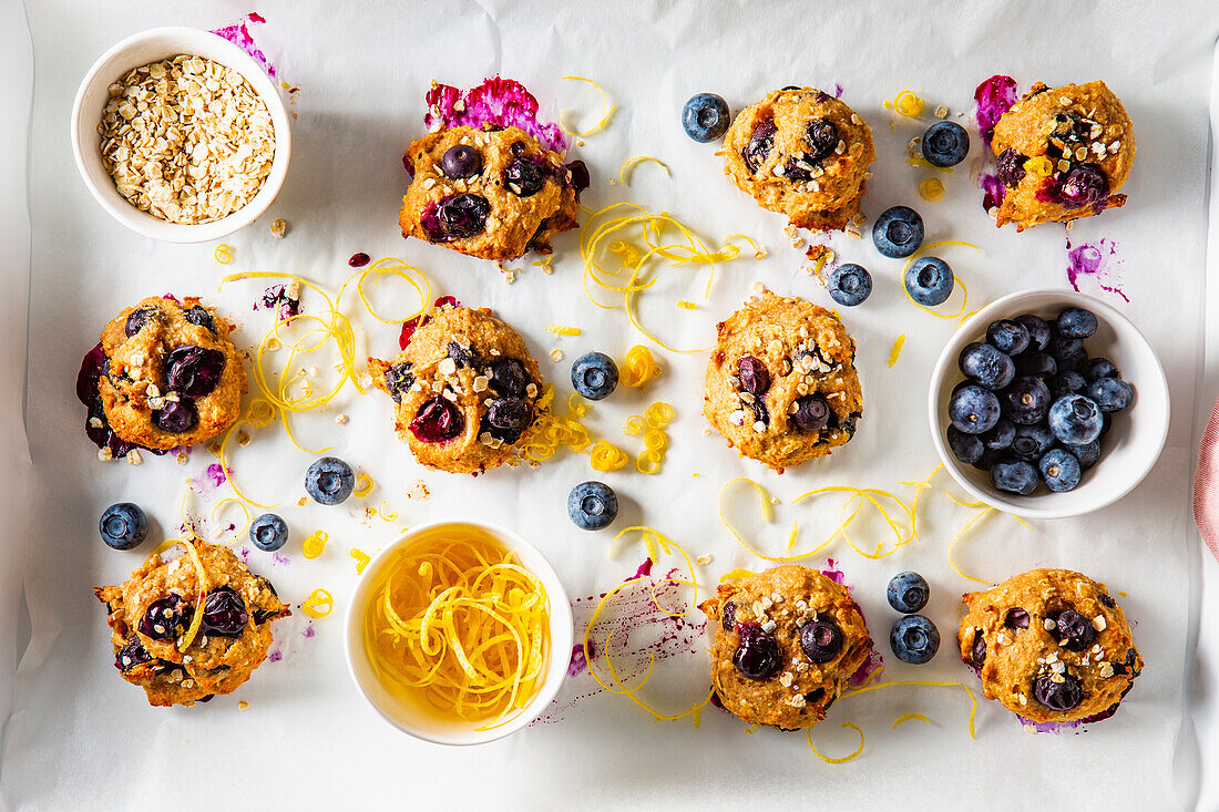 Oatmeal and blueberry biscuits