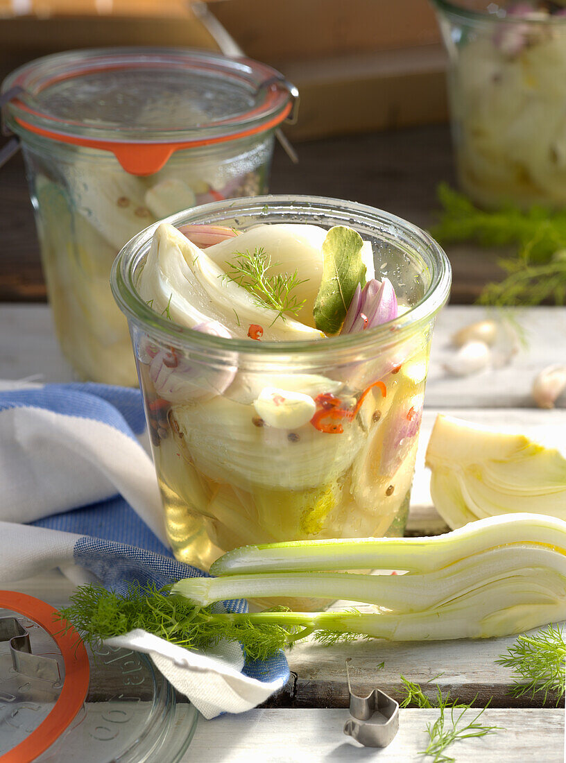 Eingemachter Fenchel mit Schalotten