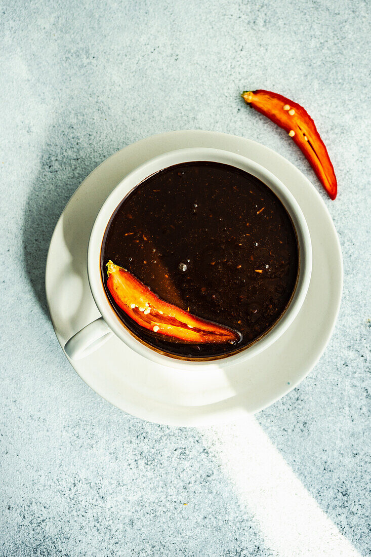 Hot chocolate dessert with spices