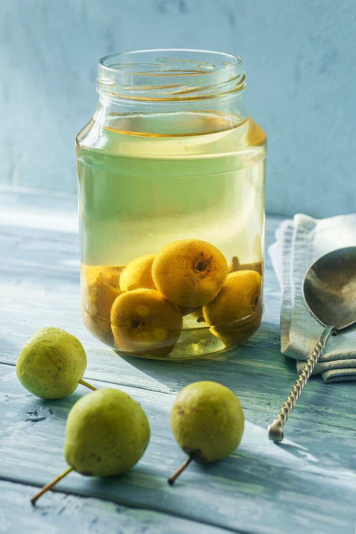 Homemade preserved wild pears