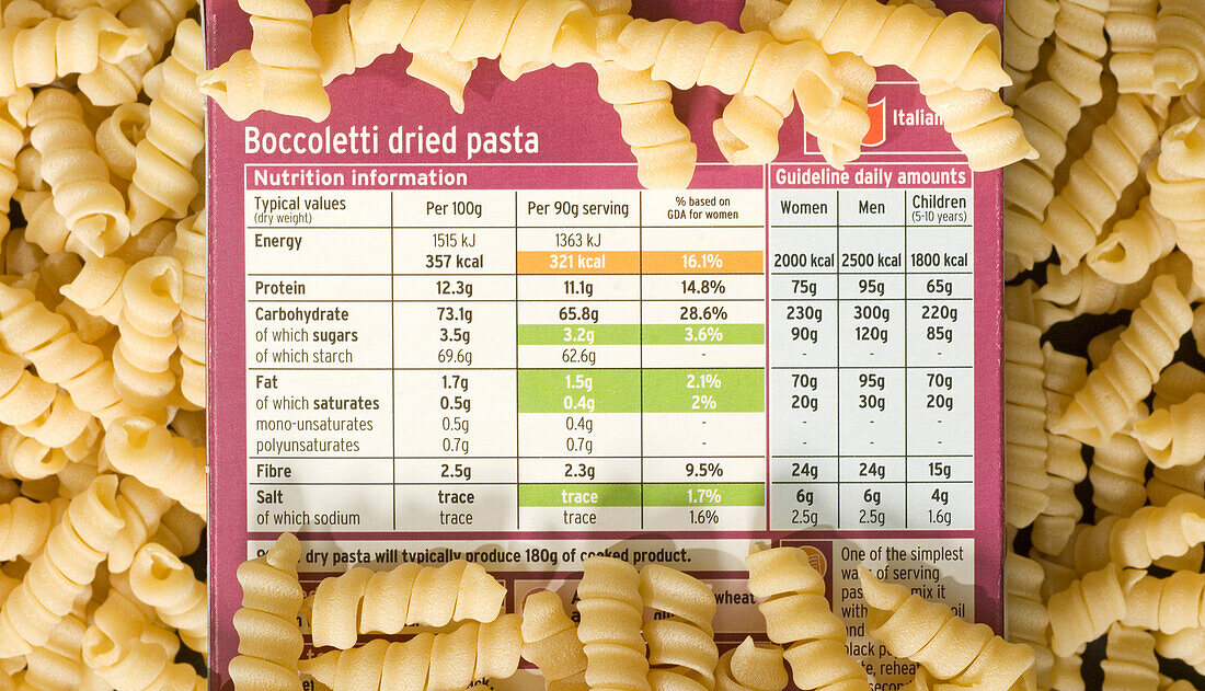 Pasta nutritional information