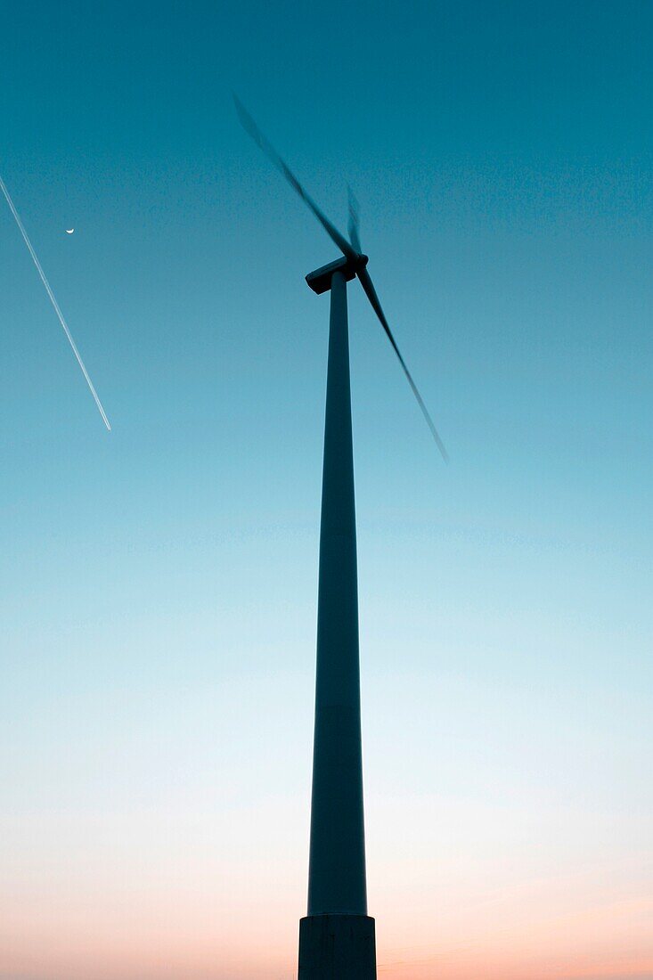 Wind turbine at dusk