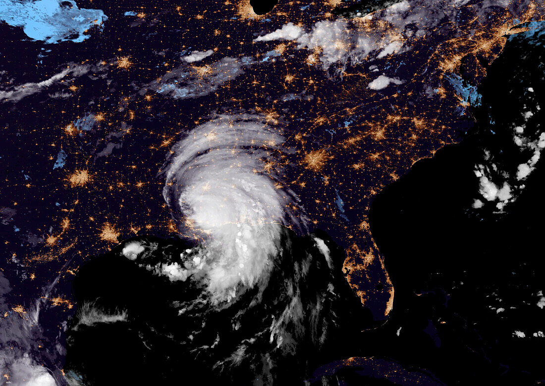 Tropical Storm Ida over the southern USA, satellite image