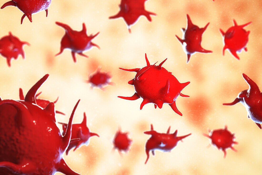 Activated platelets, illustration