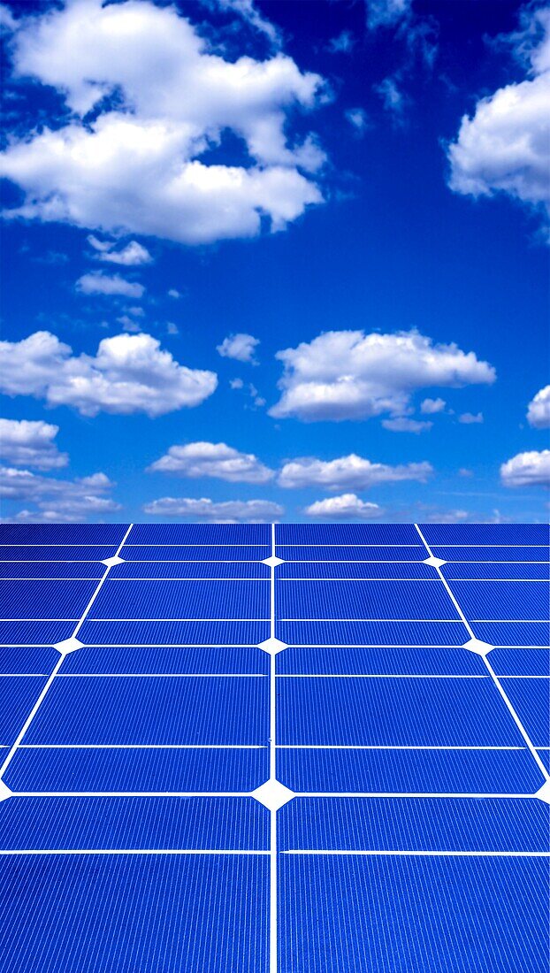 Solar panels and sky, composite image