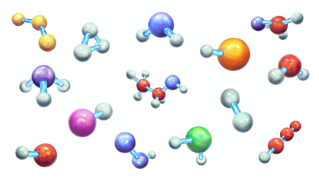 Assortment of molecules, illustration