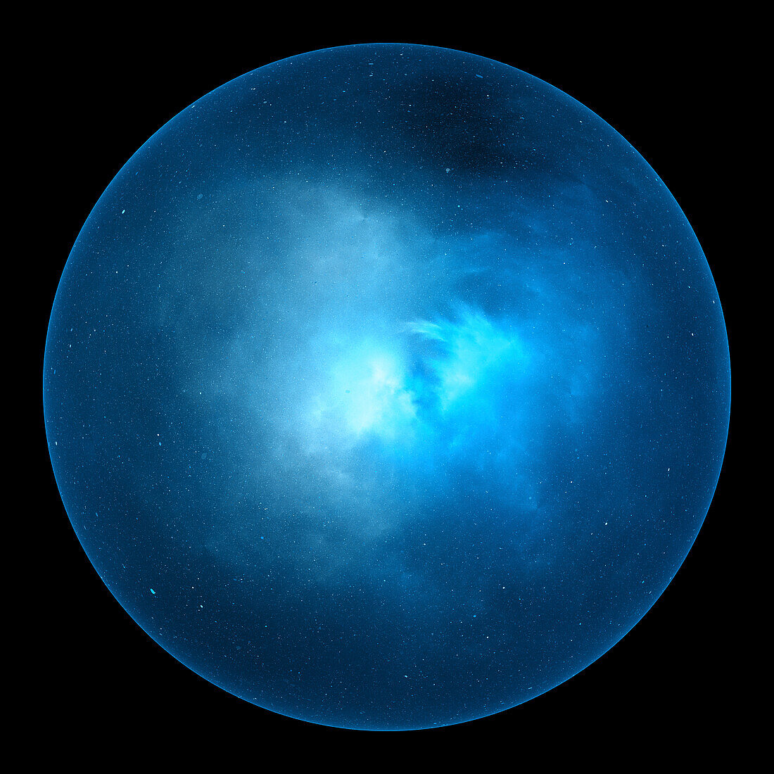 Blue glowing nebula ball, abstract illustration