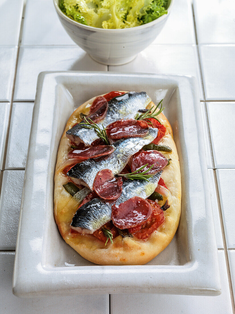 Focaccia with sardines
