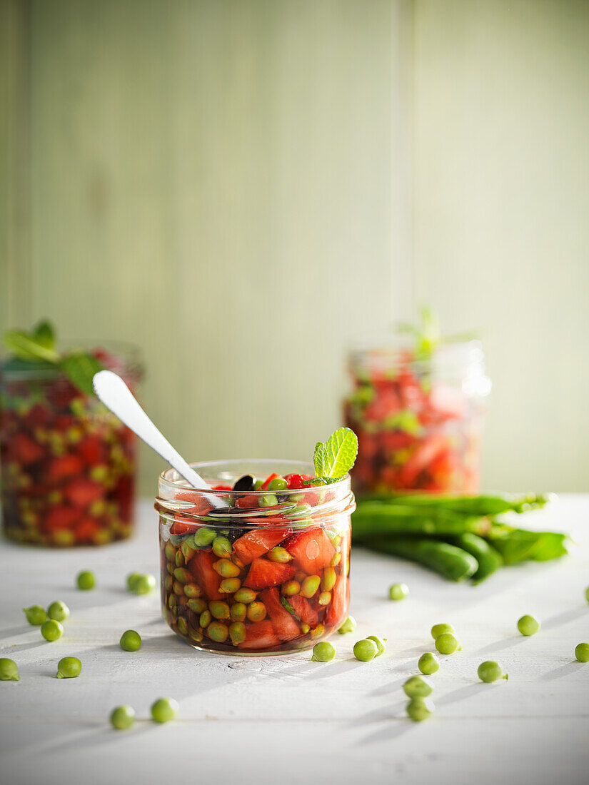 Peas with strawberries