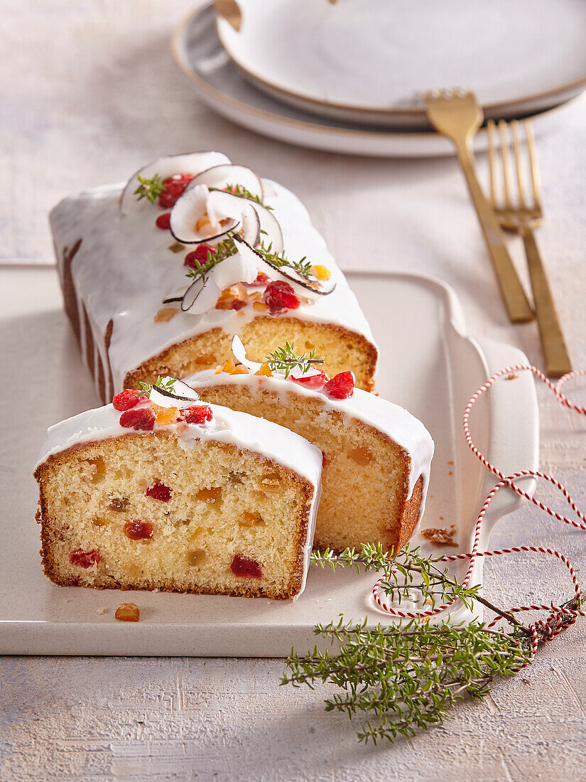 Sweet Christmas loaf with candied fruit