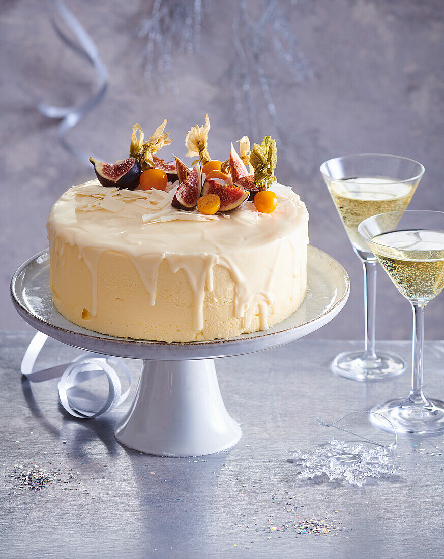 New Year's Eve cake with whiskey and dried fruits