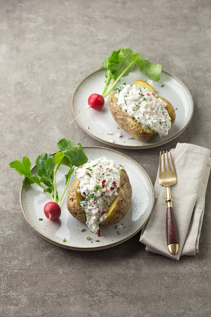 Jacket potato with summer curd cheese