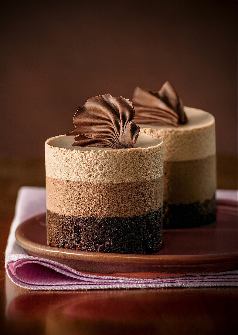 Three-layer chocolate mousse