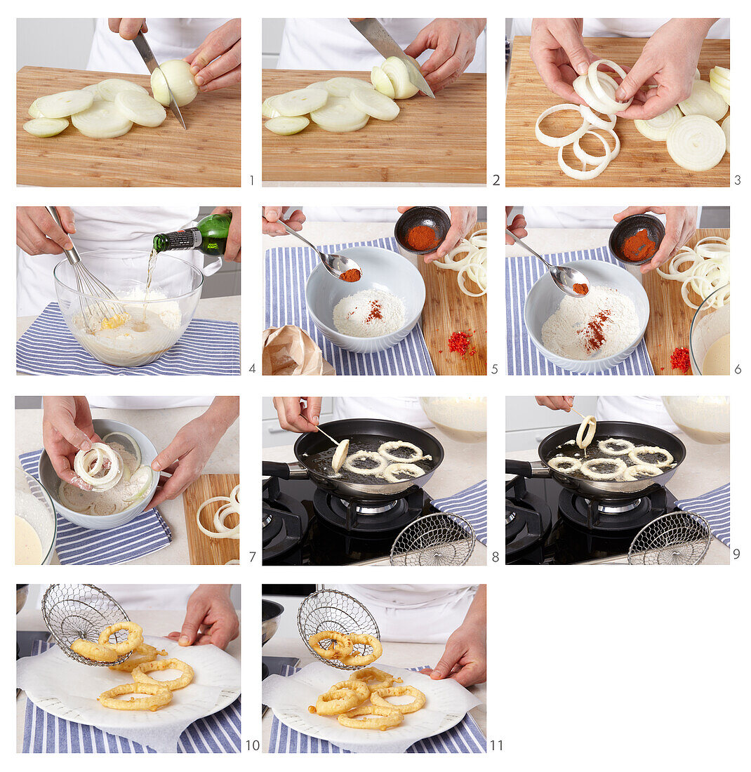 Fried onion rings - step by step