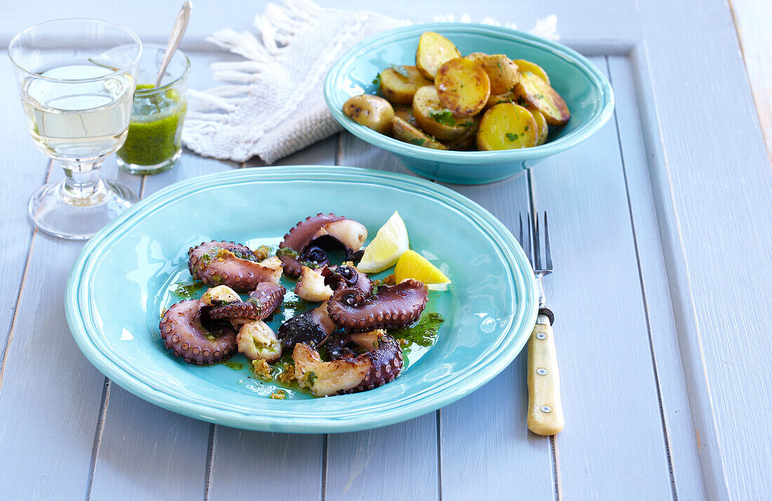 Grilled octopus with cold sauce