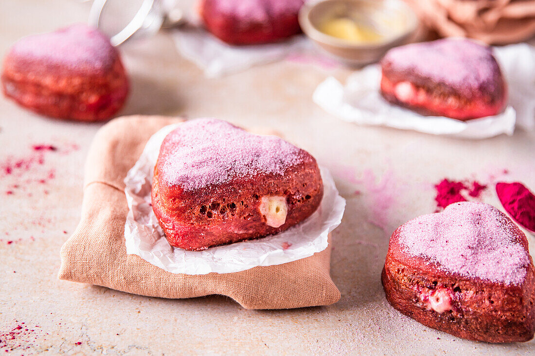 Pink heart donuts