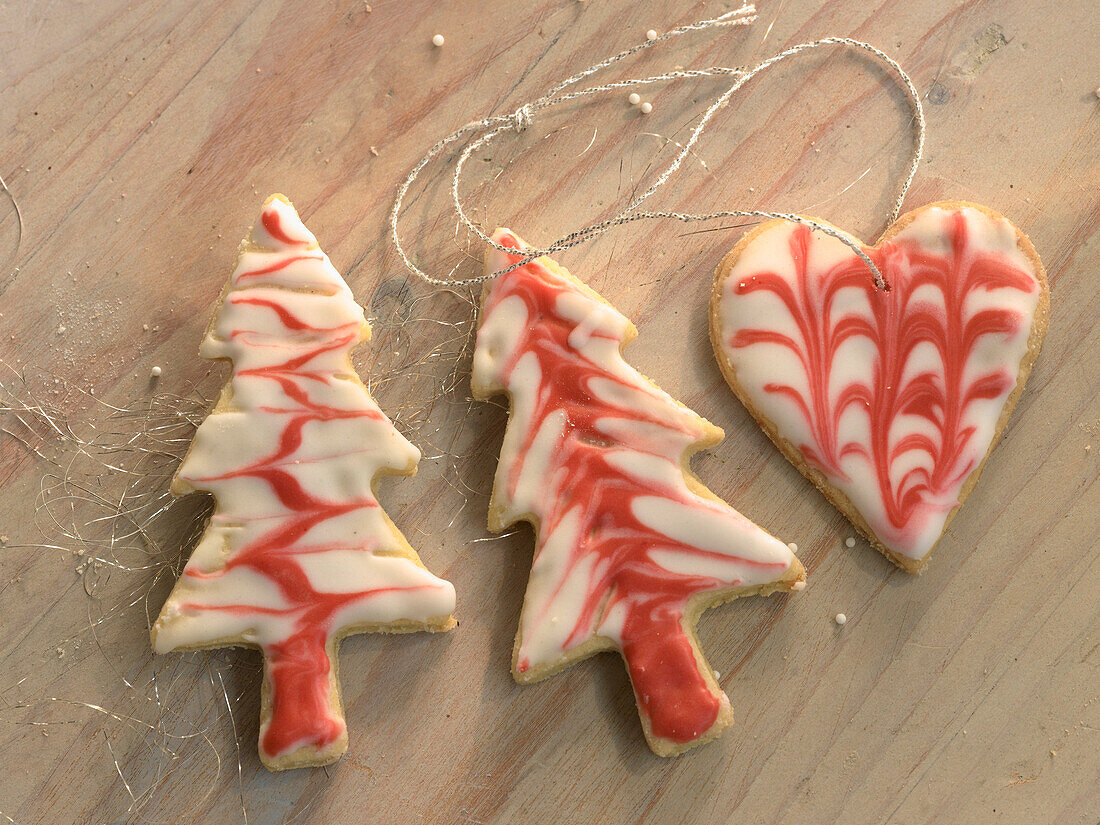 Shortbread biscuits as Christmas tree ornaments