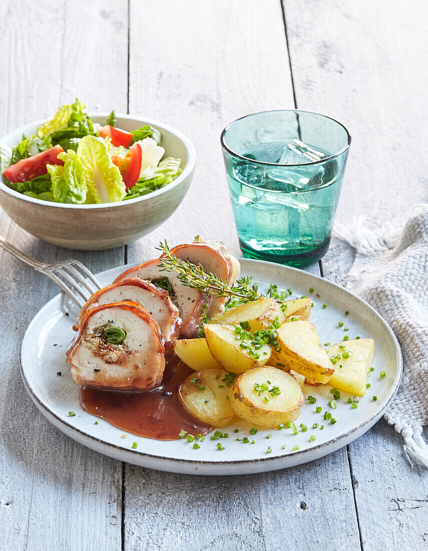 Chicken breasts wrapped in Parma ham