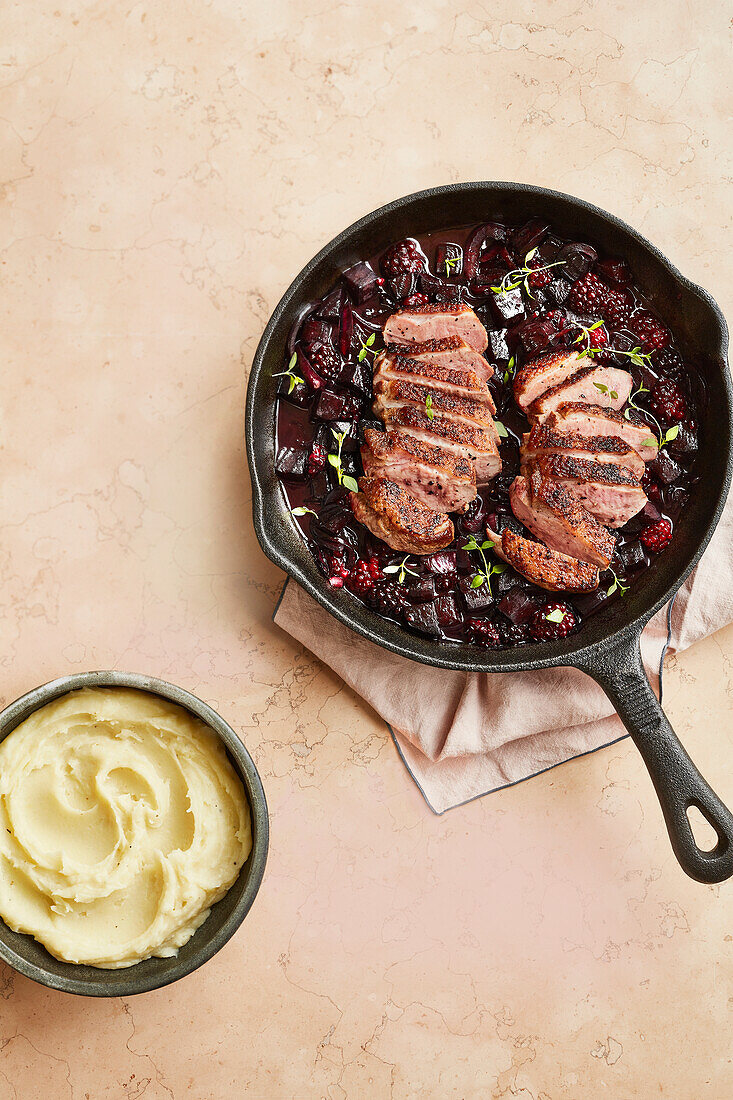 Duck breast with blackberry and beetroot