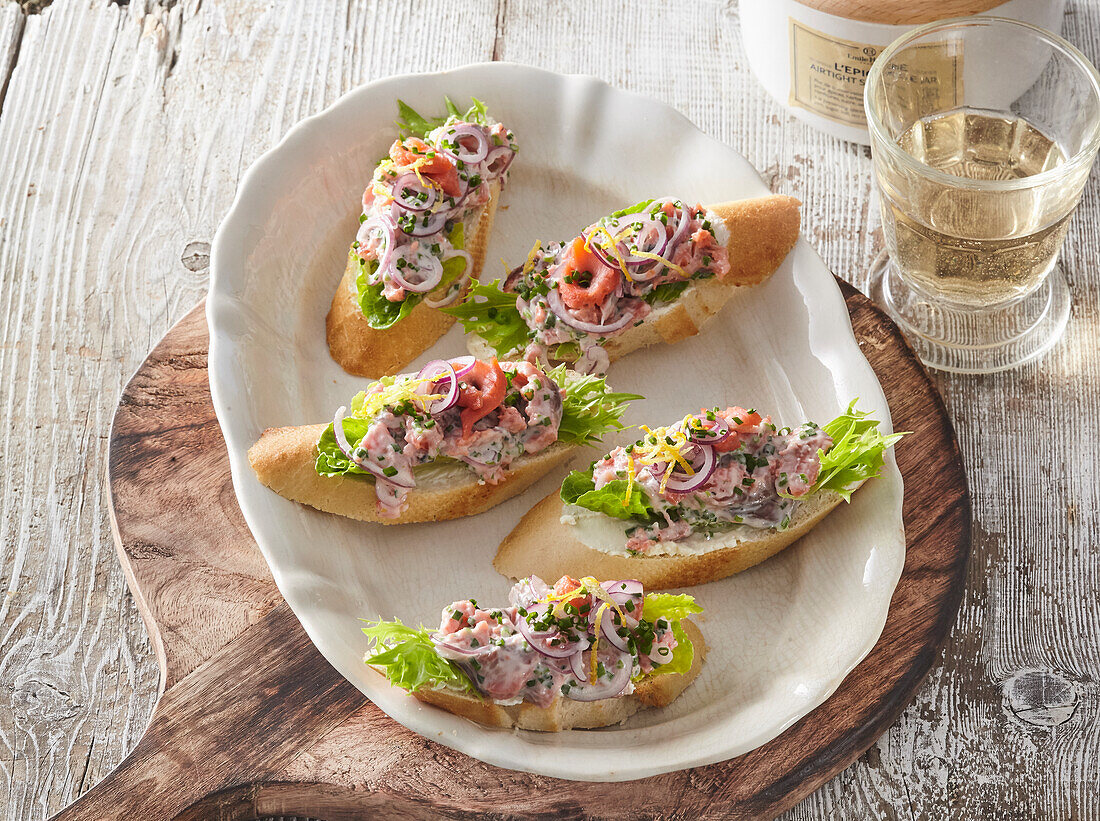 Open sandwiches with fish salad
