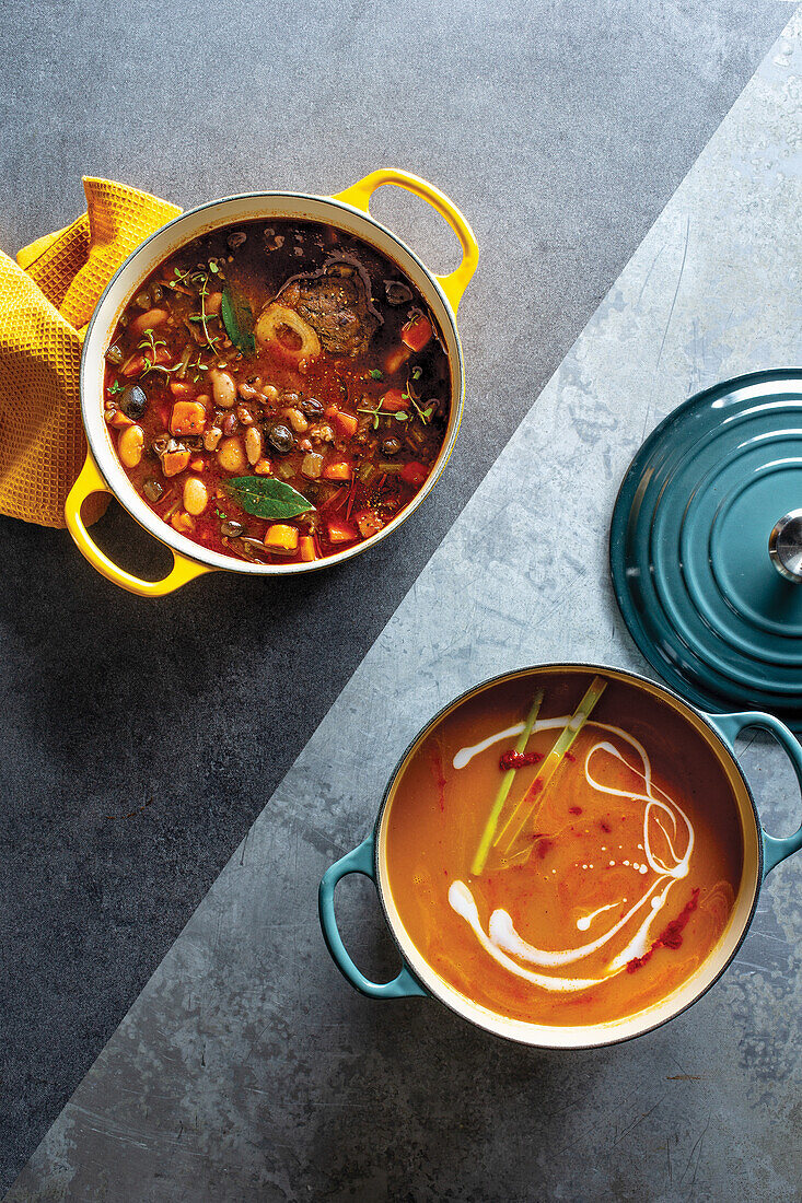 Beef and bean slow-cooker soup, Butternut soup with coconut and chilli