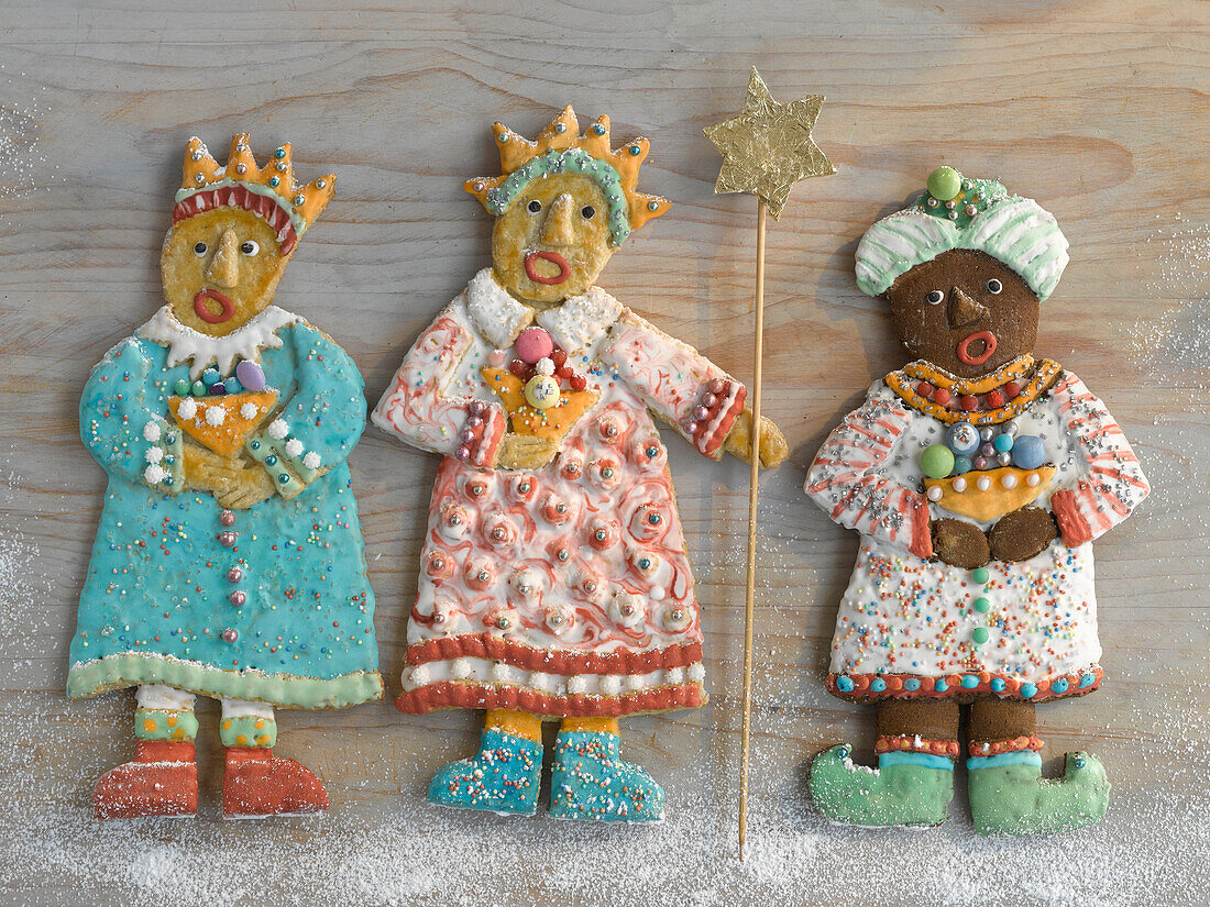 The three kings made from shortcrust pastry