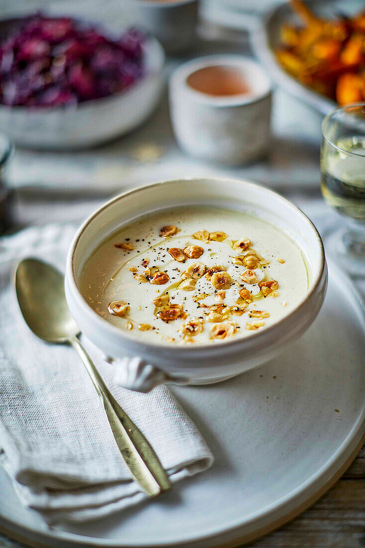 Celeriac, hazelnut and truffle soup