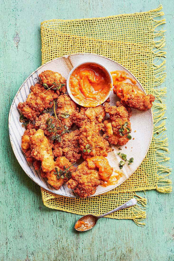 Gebratenes Hühnerfleisch mit geräuchertem Paprika und scharfer Ananassauce