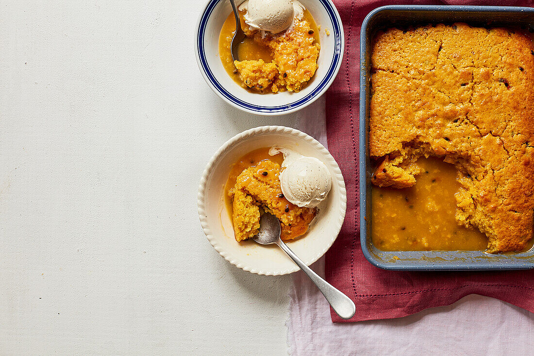 Maracuja-Zitronen-Pudding zum Selbstaufbacken