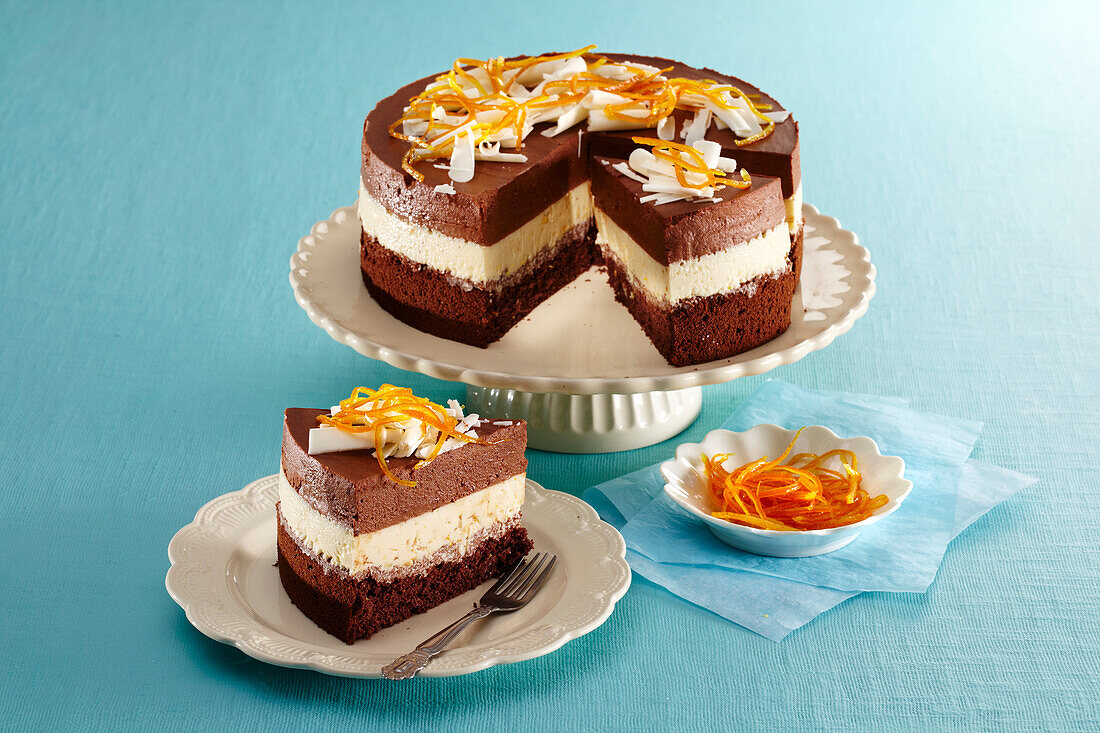 Chocolate cake with orange cream