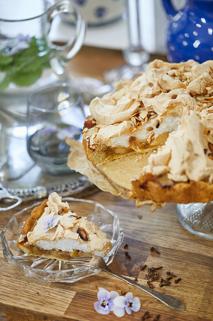 Apple pie topped with meringue