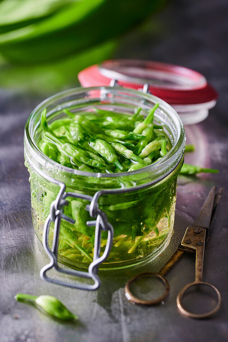 Wild garlic (ramp) capers (pickled wild garlic buds)