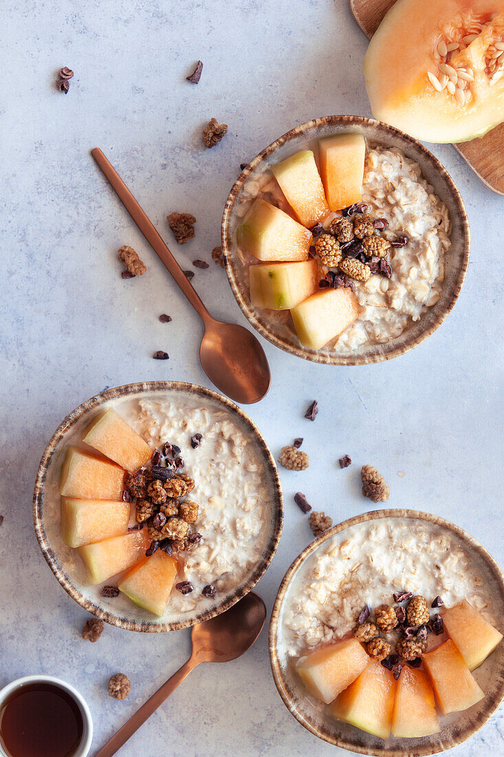 Porridge mit Cantaloupemelone