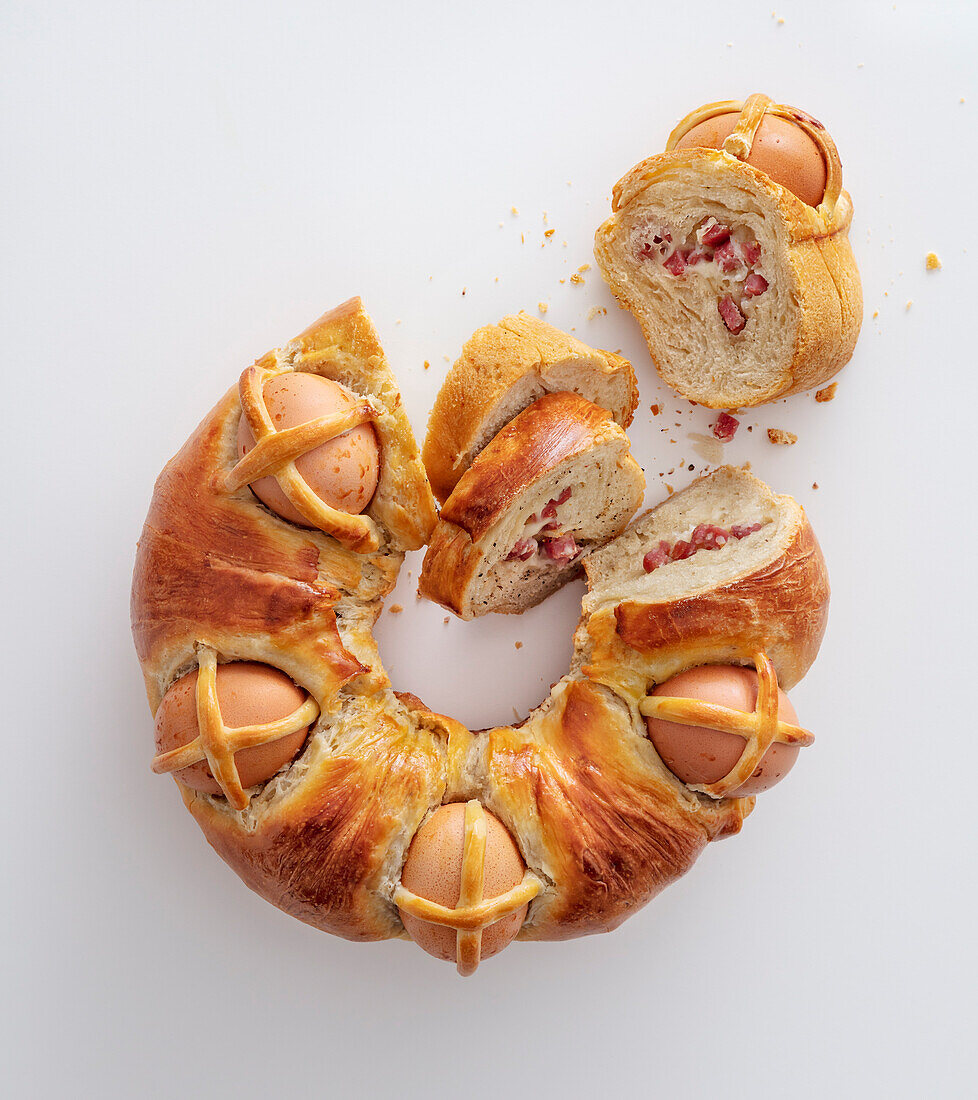 Casatiello napoletano (Neapolitan Easter bread, Italy)