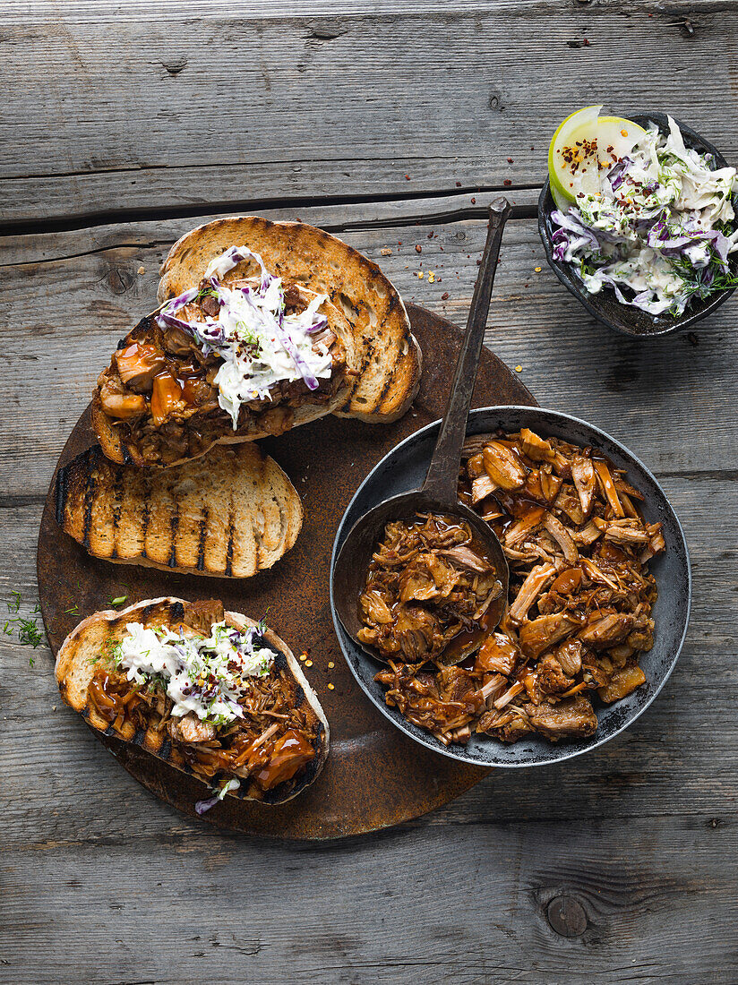 Pork stew, Cabbage coleslaw and toast