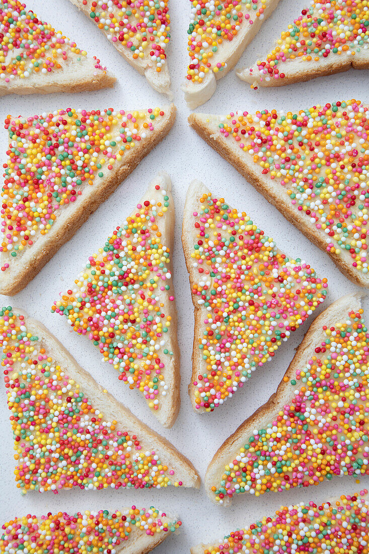 Fairy bread. Hundred and thousands on toast.