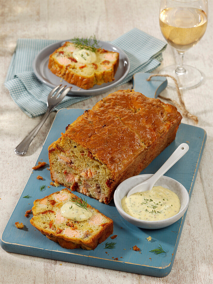 A loaf of Salmon cake with sundried tomatoes