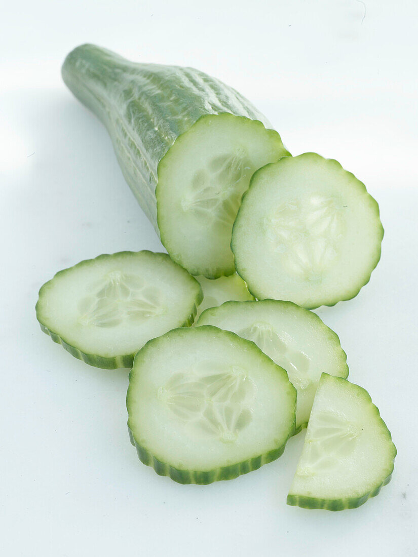 Sliced cucumber and a few slices of cucumber