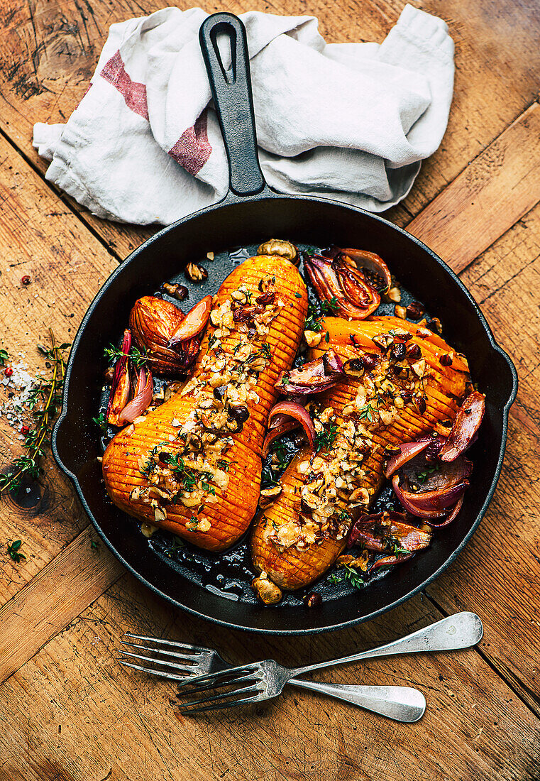 Roasted squash with a crispy topping