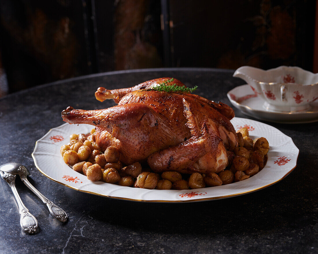Roasted chicken with chestnuts