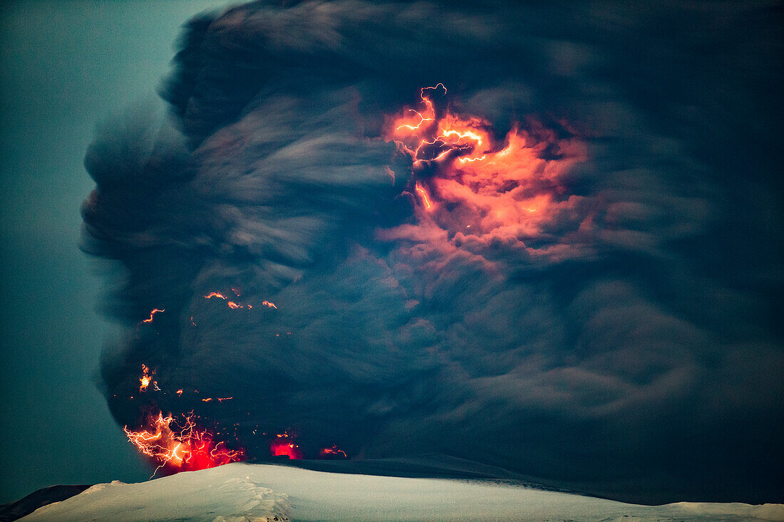 Volcanic lightning, Iceland, April 2010