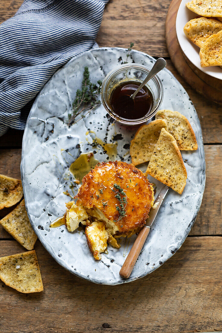 Fried feta with honey