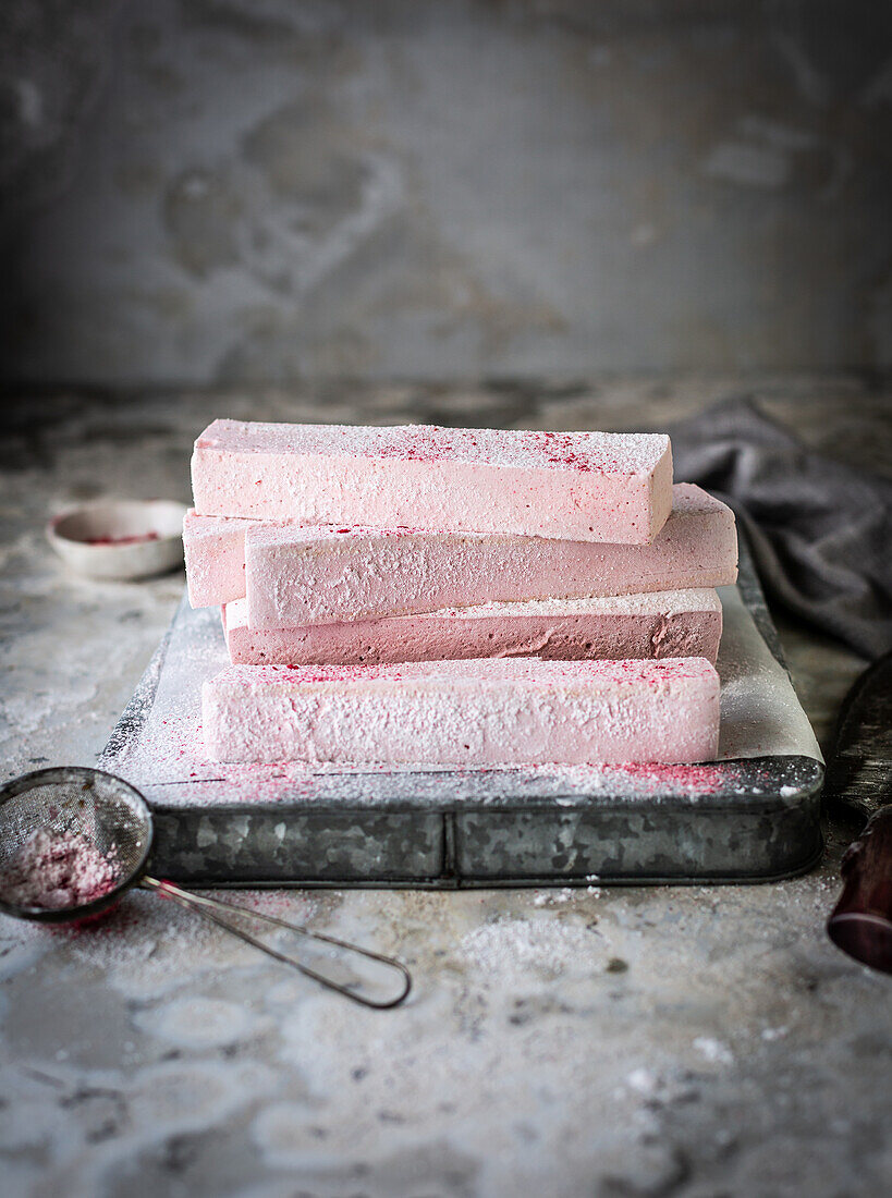 Pink strawberry marshmallows