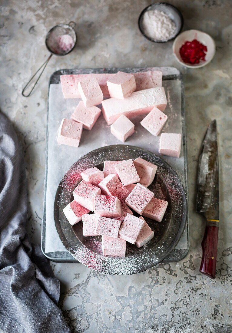 Pink strawberry marshmallows