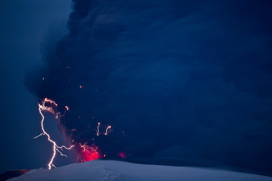 Volcanic lightning, Iceland, April 2010