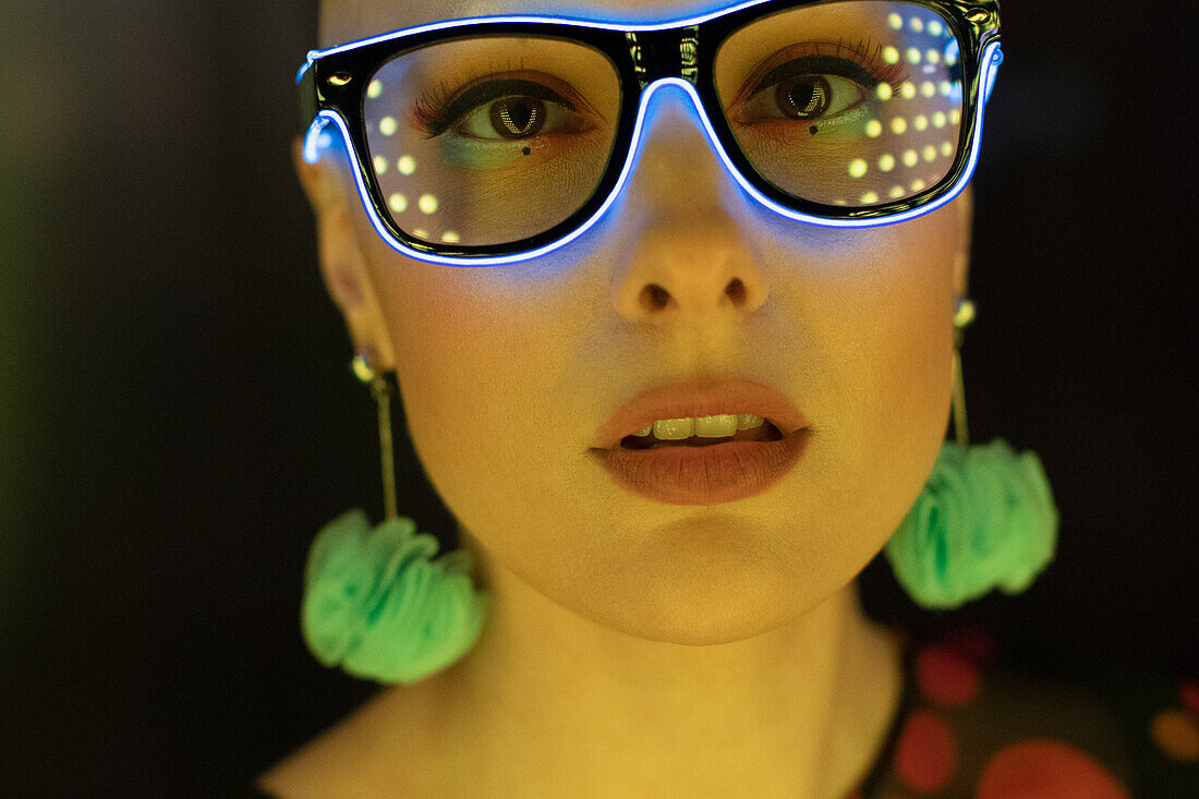 Woman in neon glasses