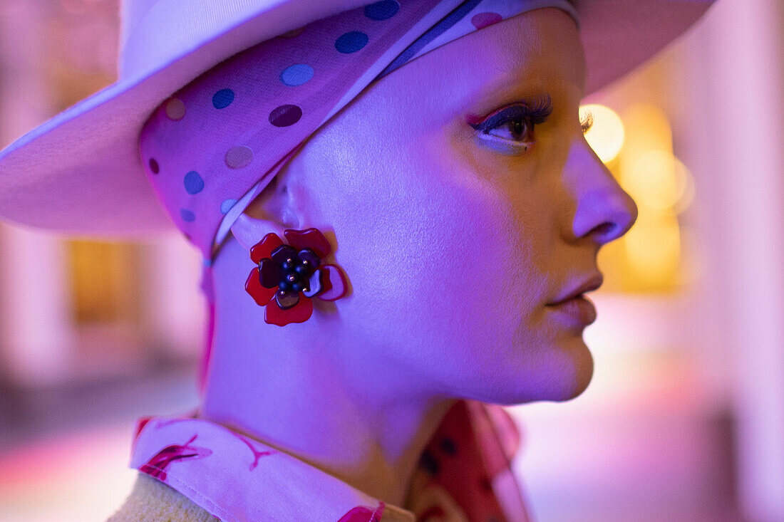 Woman with flower earring