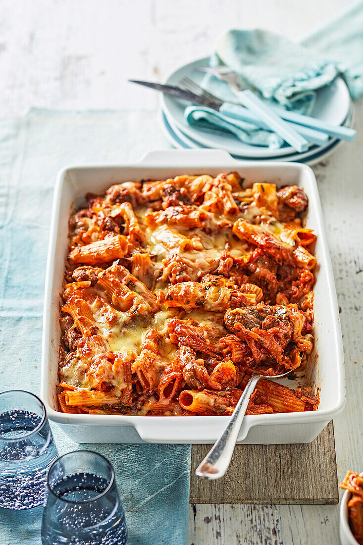 Lamb Sausage Pasta Bake