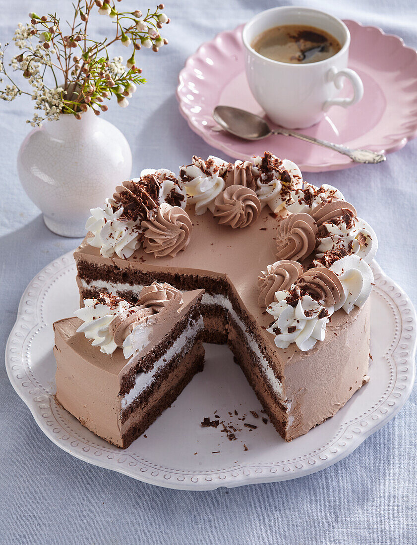Harlekin-Torte (Schokoladenbiskuittorte mit Schokocreme)