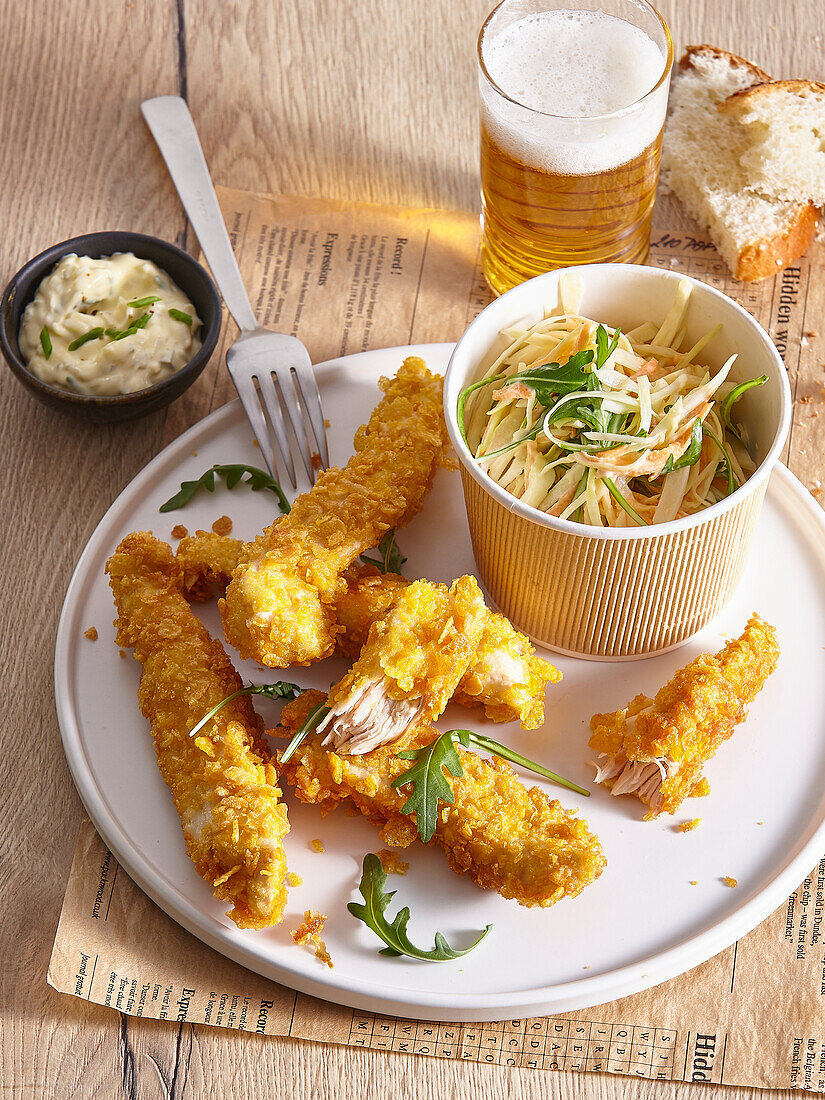 Chicken strips in cornflakes crust